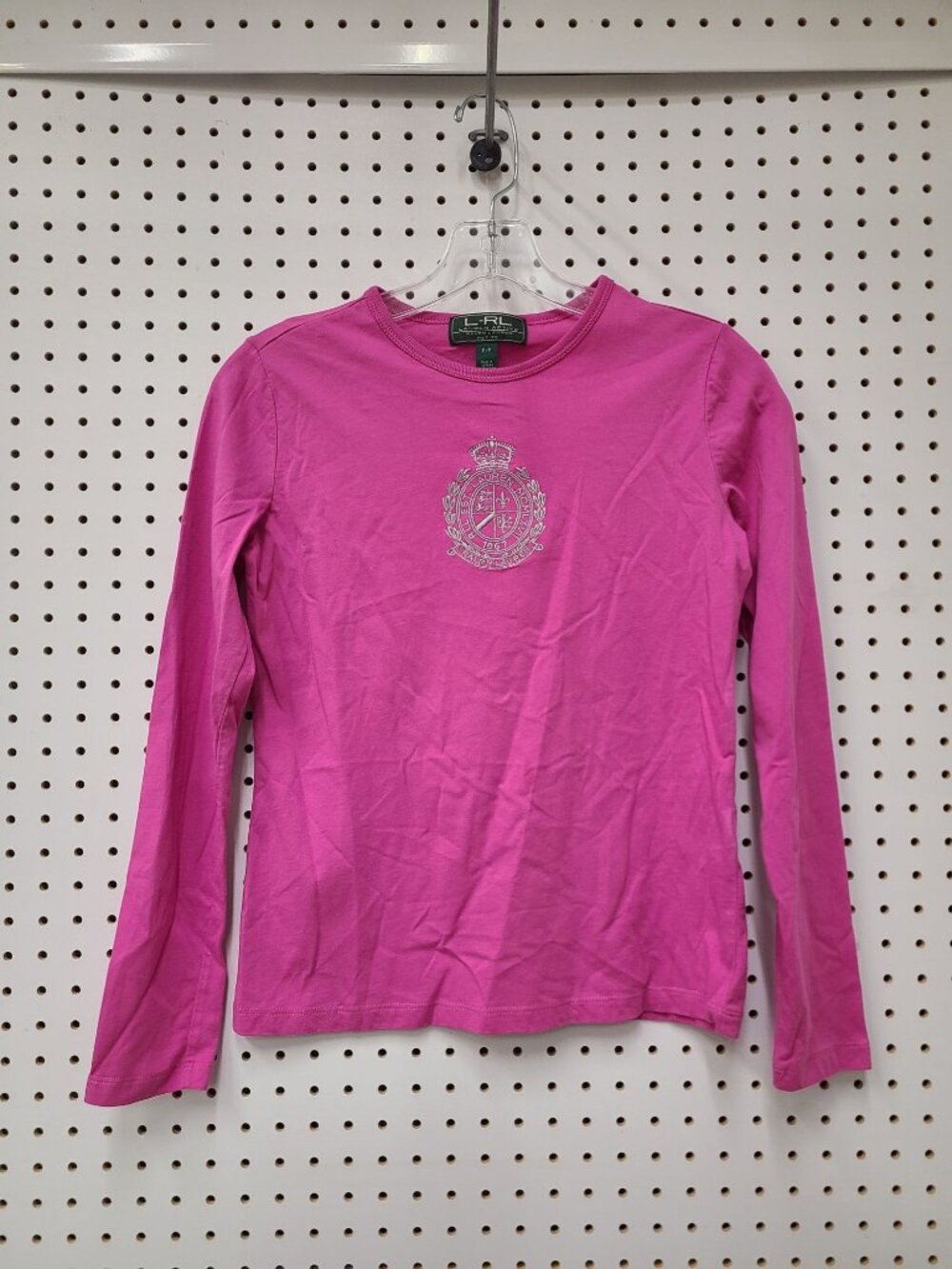 Lauren Ralph Lauren Petite Pink Long-Sleeve Shirt With Embroidered Crest Logo Si